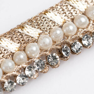 Pearl zircon dull gold trim