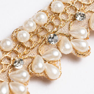 Pearl zircon gold trim