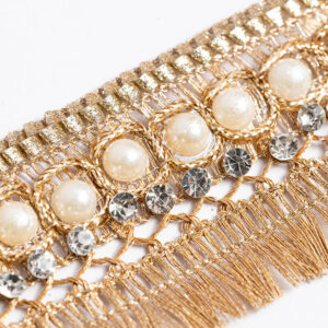 Pearl zircon fringe trim