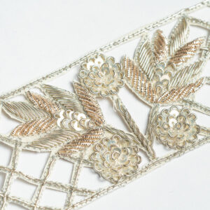 Water gold and gold Zari cutwork with zardosi work