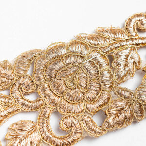 Hand embroidered gold dabka cutwork border