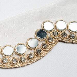 Mirror work with zircon scalloped border