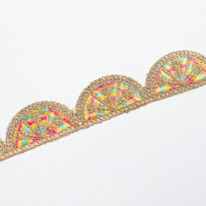 Gold zari work Multi colour scalloped trim