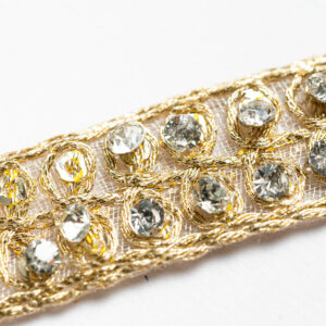 Zircon gold thread ribbon silver