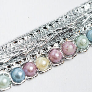 Silver zari work Multistone trim