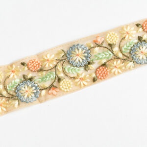 Pearl gold base thread embroidered border