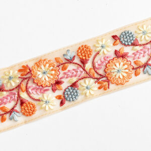 Yello gold thread work embroidered border