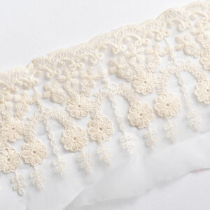 White organza base embroidered lace